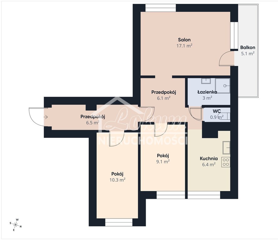 Mieszkanie 59,4&nbsp;m², Szczecin, Słoneczne, Łubinowa - zdjęcie 3