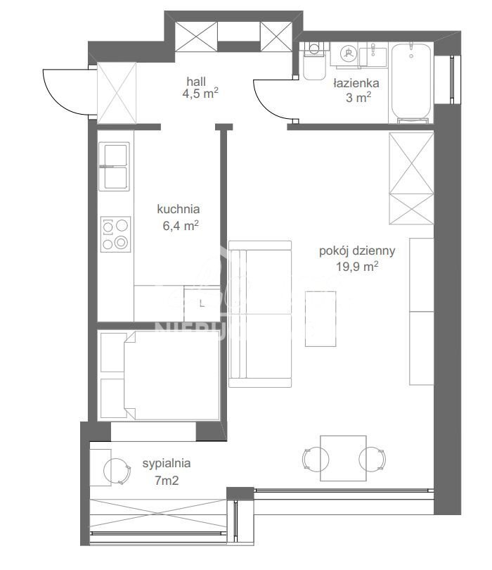 Mieszkanie 41,28&nbsp;m², Szczecin, Pogodno, Klemensa Janickiego - zdjęcie 13
