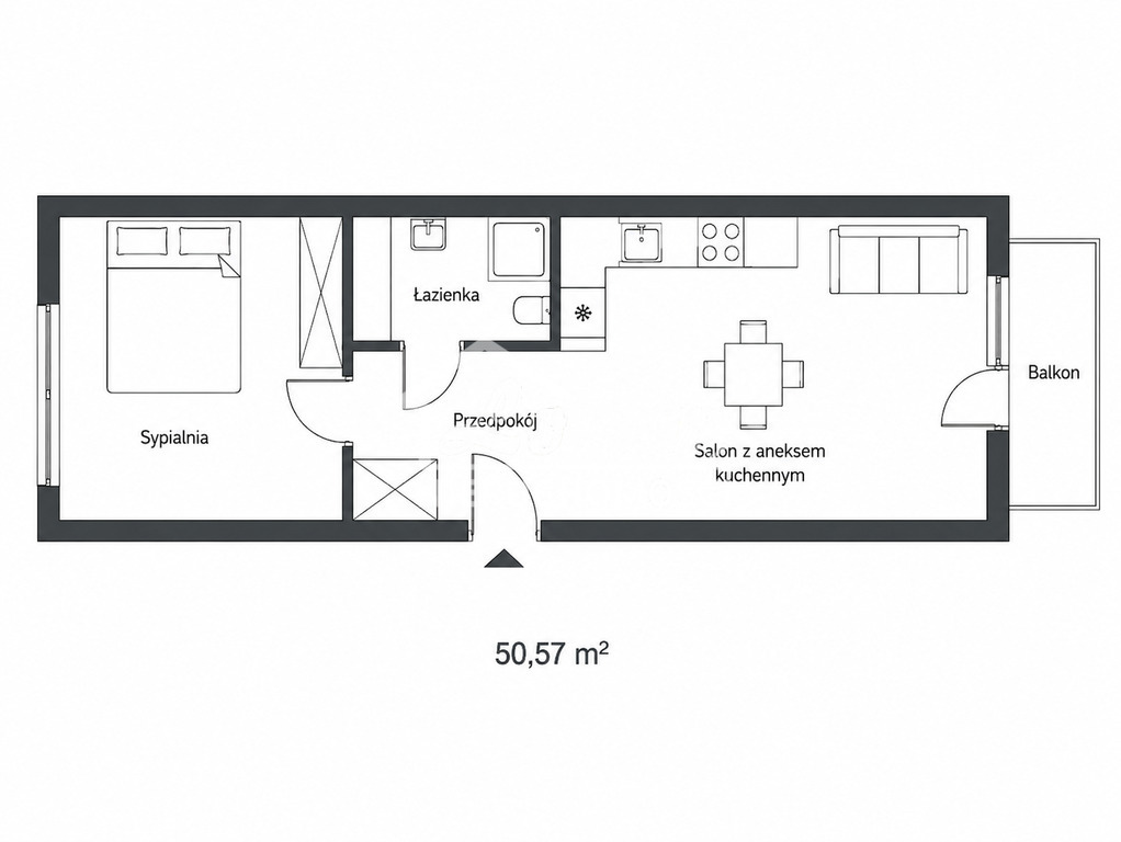 Mieszkanie 50,57 m², Szczecin, Bukowo, Policka - zdjęcie 12