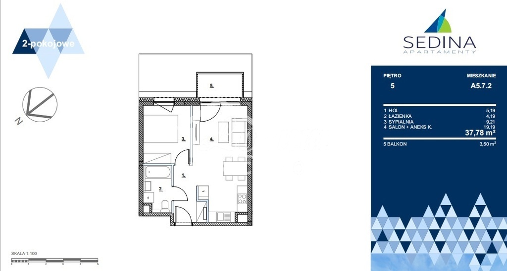 Mieszkanie 37,78&nbsp;m², Szczecin, Centrum, Bulwar Elbląski - zdjęcie 4