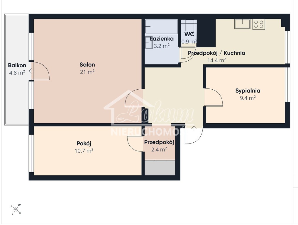 Mieszkanie 63,1&nbsp;m², Szczecin, Bukowe-Klęskowo, Brązowa - zdjęcie 9