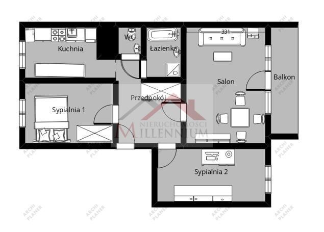 Mieszkanie 53&nbsp;m², Legionowo, Wilanowska - zdjęcie 7