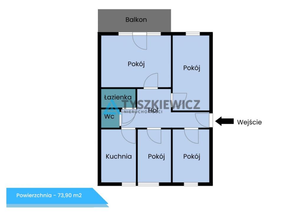 4  pokojowe z 73,90 M2 zabudowany balkon. - zdjęcie 17