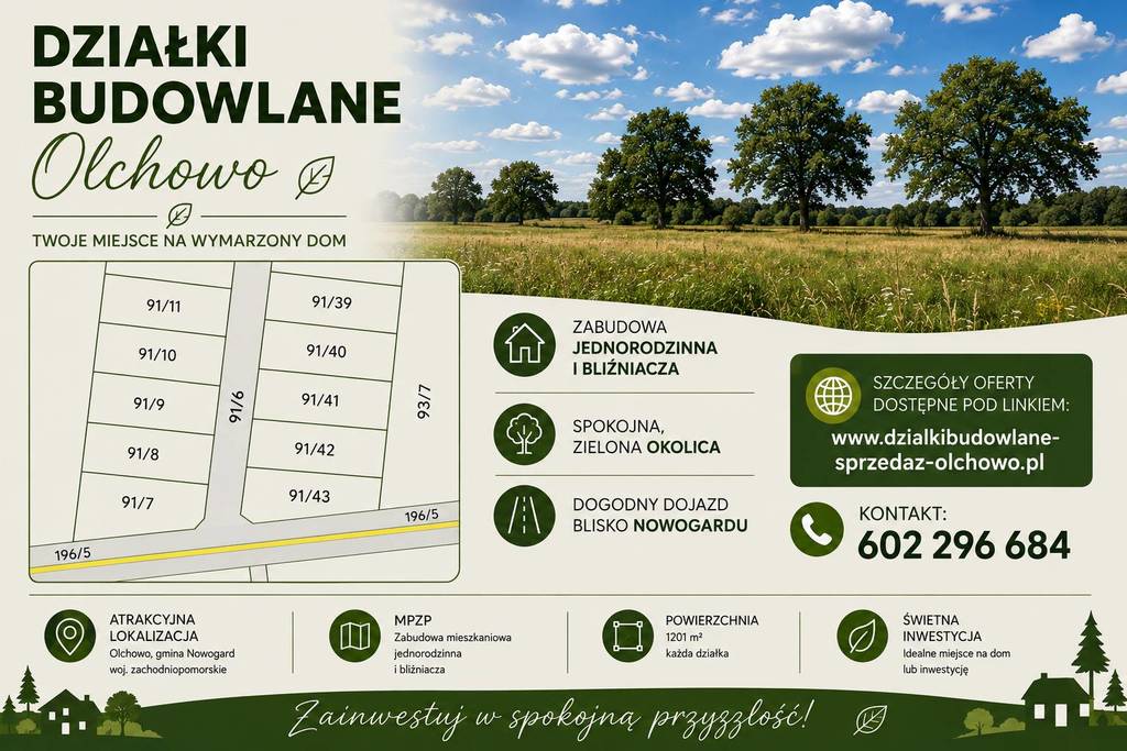 Działka budowlana 1201 m², Olchowo - zdjęcie 1
