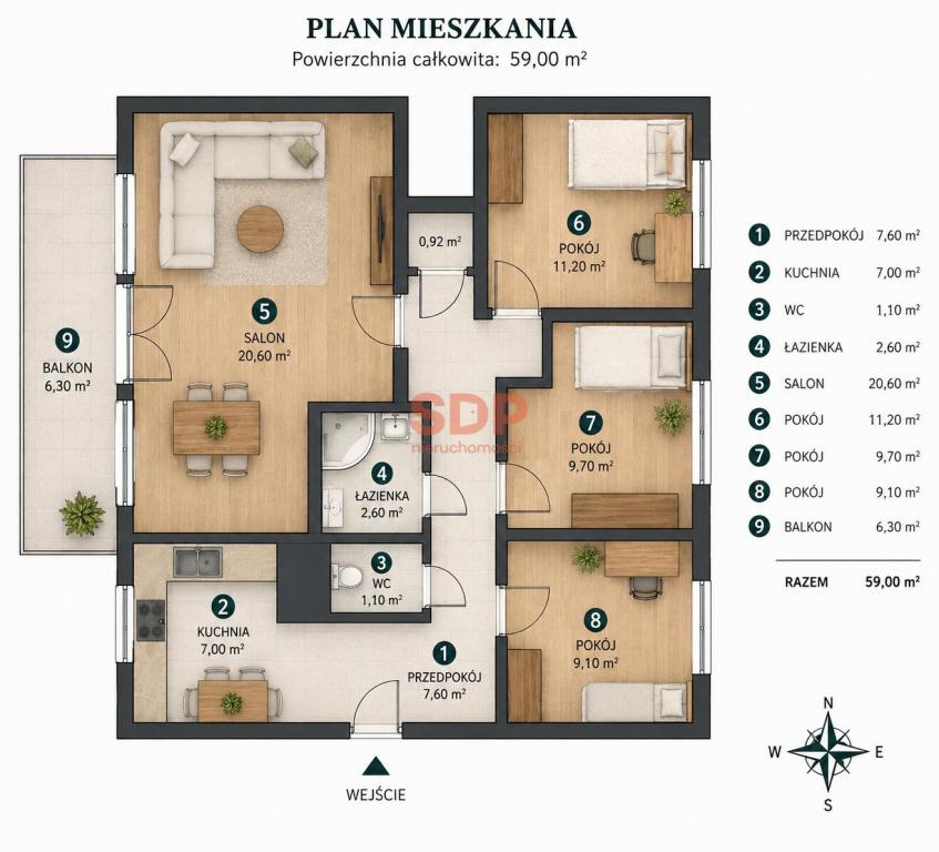 Mieszkanie 59 m², Wrocław, Damrota - zdjęcie 8