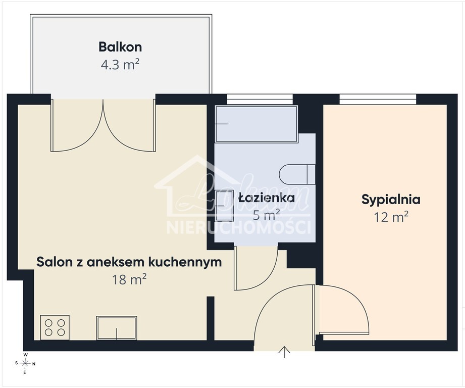 Mieszkanie 34,35&nbsp;m², Szczecin, Łubinowa - zdjęcie 2