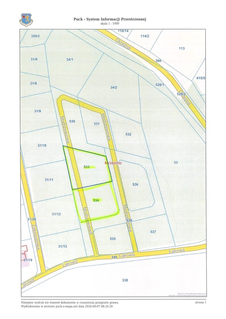 Działka budowlana 1336 m², Mrzezino, Modrzewiowa - zdjęcie 1