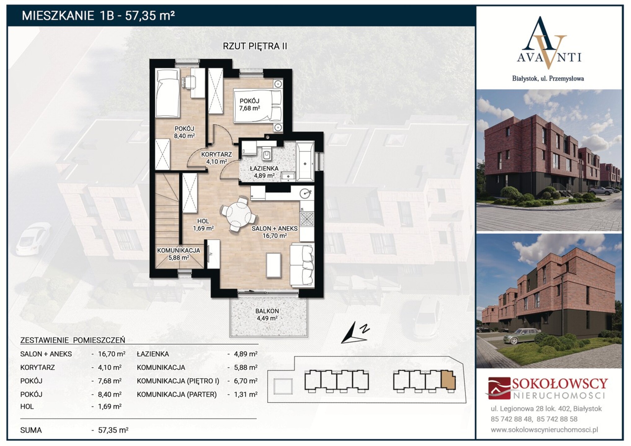 Nowoczesne mieszkania w centrum Białegostoku, taras, ogródek, 76,62 m2, 57,35 m2, 89,09 m2, 64,21 m2 - zdjęcie 3