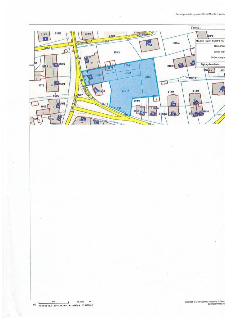 Działka inwestycyjna 2500 m², Wadowice, M. Wadowity - zdjęcie 1