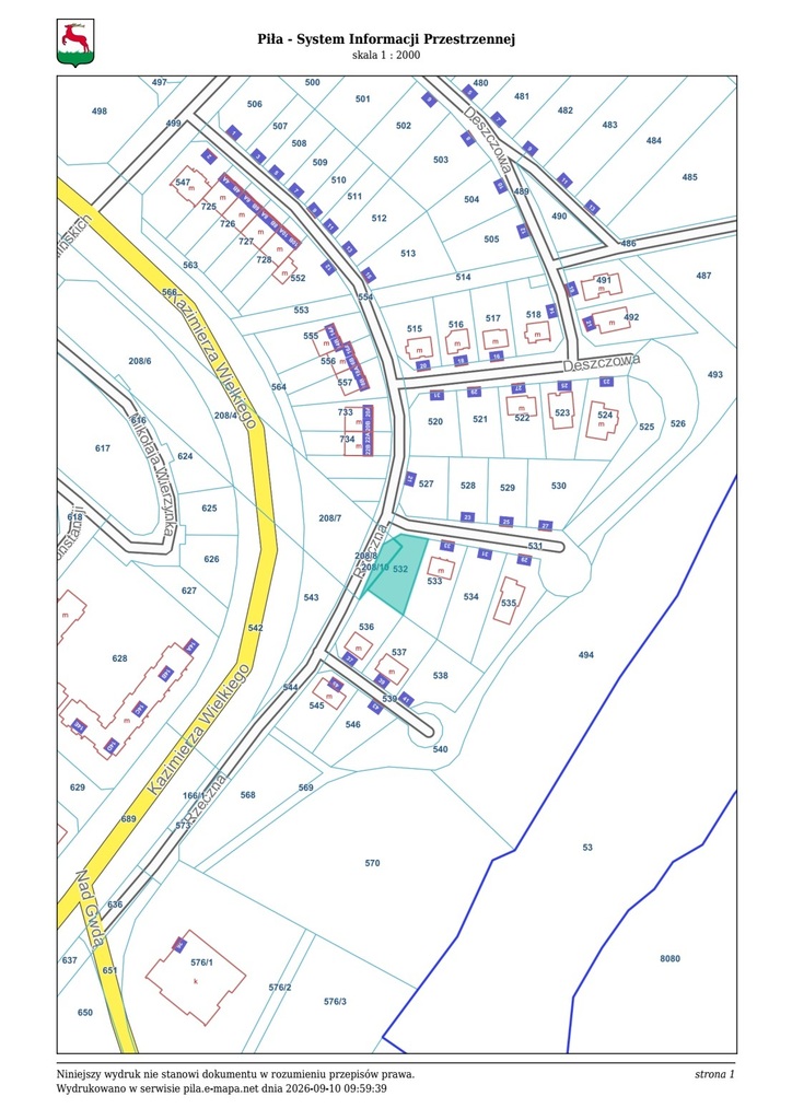 Działka budowlana 830 m², Piła, Rzeczna - zdjęcie 4