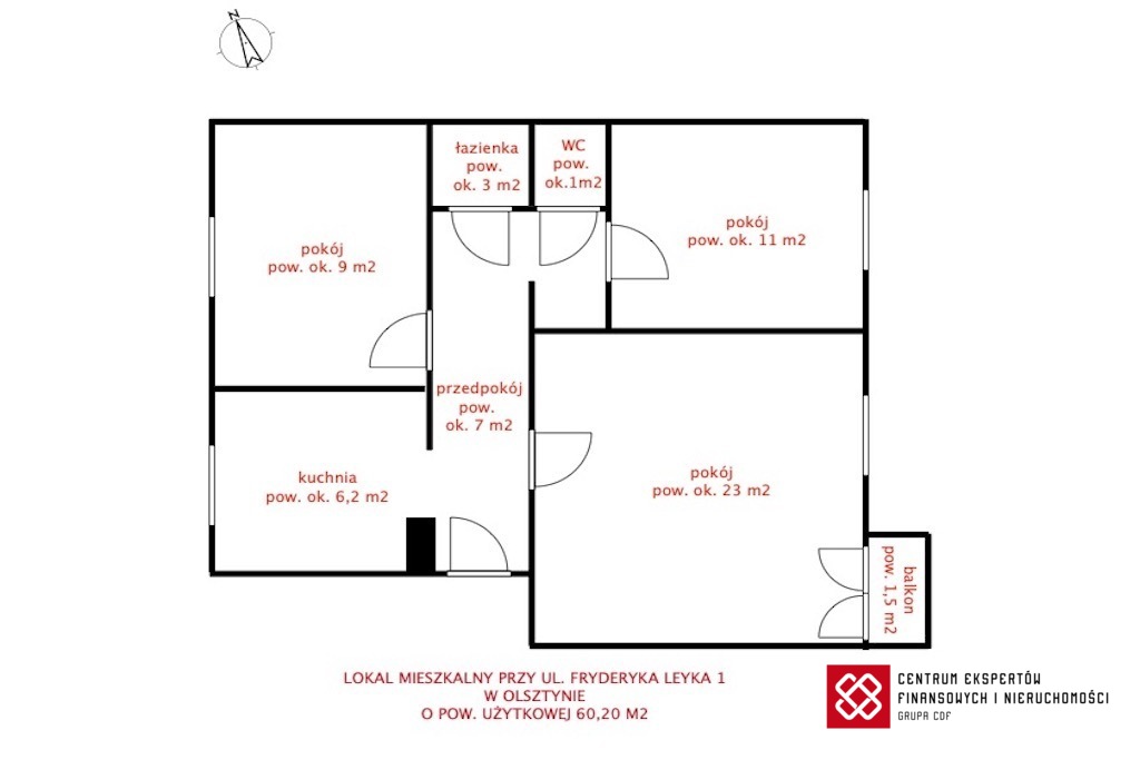 Mieszkanie 60,2 m², Olsztyn, Fryderyka Leyka - zdjęcie 7