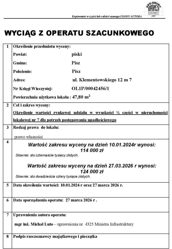 Mieszkanie 47,8 m², Pisz, dr. Władysława Klementowskiego - zdjęcie 5