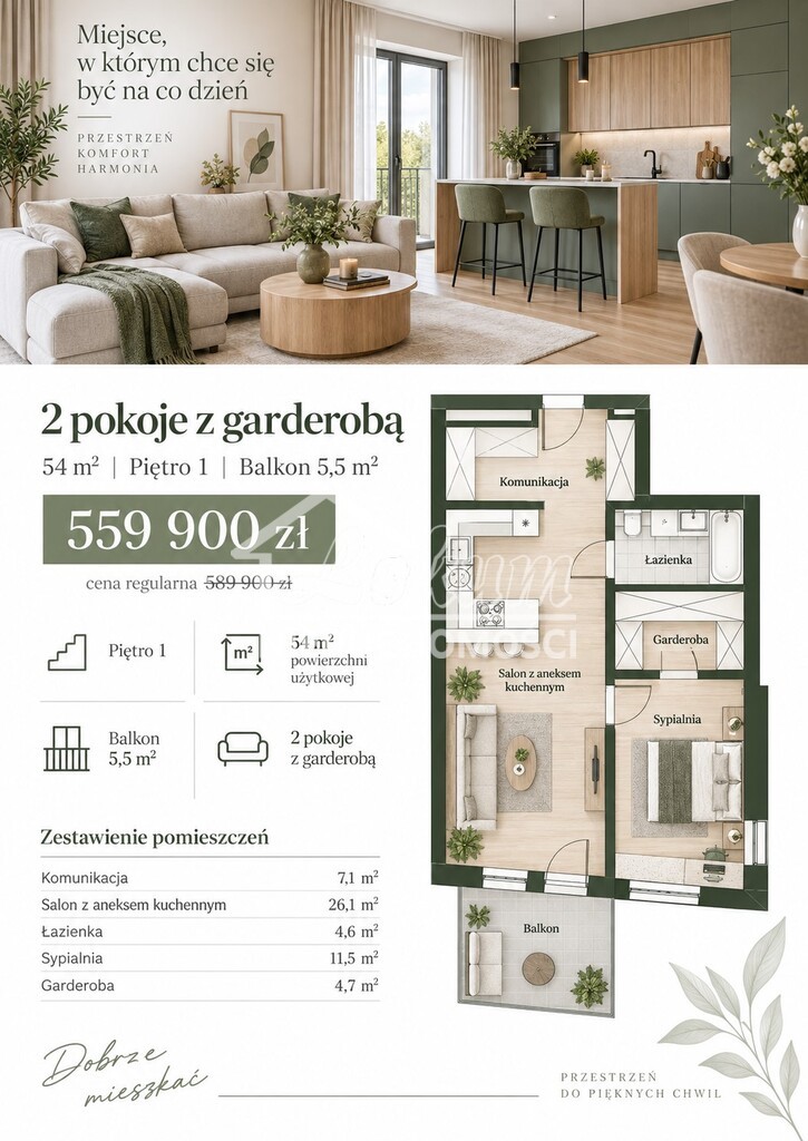 Mieszkanie 54 m², Szczecin - zdjęcie 1