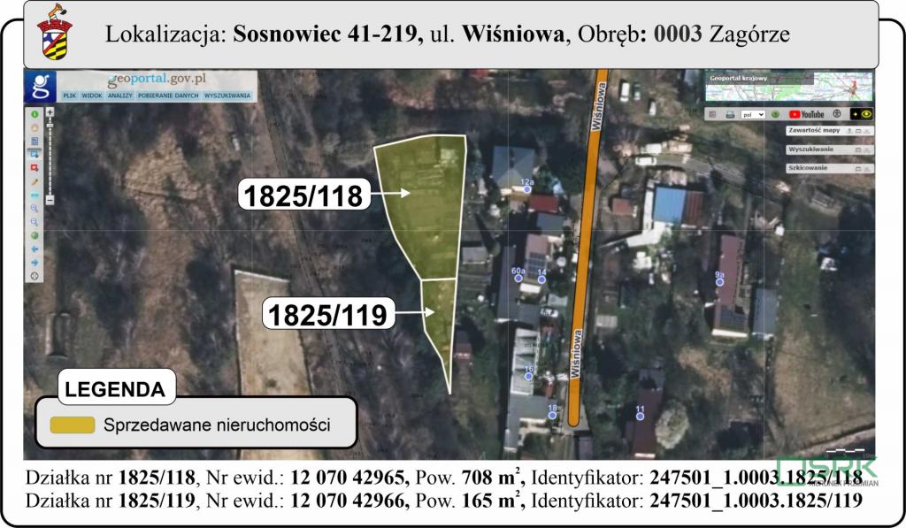 Działka inwestycyjna 837&nbsp;m², Sosnowiec, Wiśniowa - zdjęcie 1