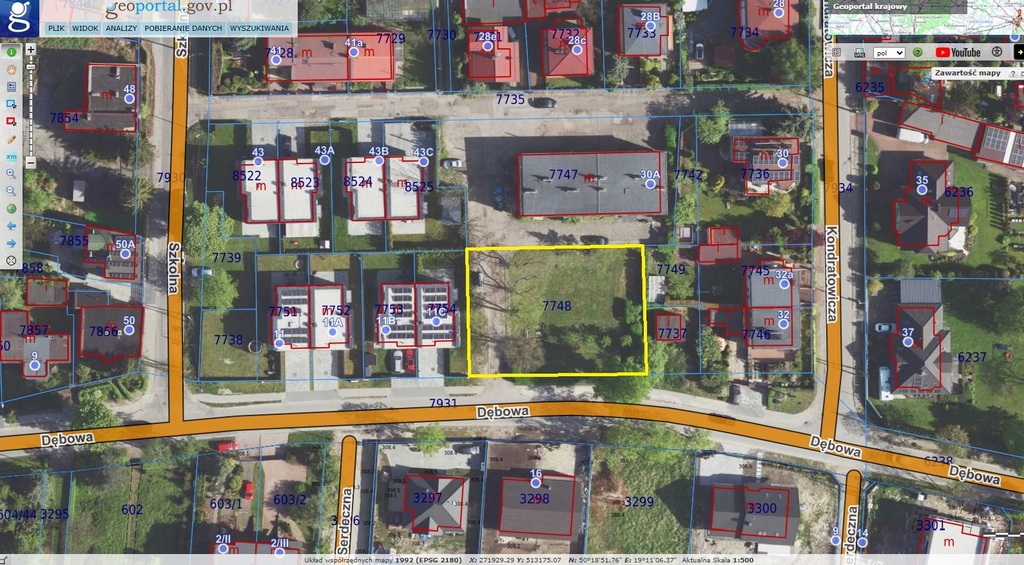 Działka budowlana 949&nbsp;m², Dąbrowa Górnicza, Kondratowicza - zdjęcie 1
