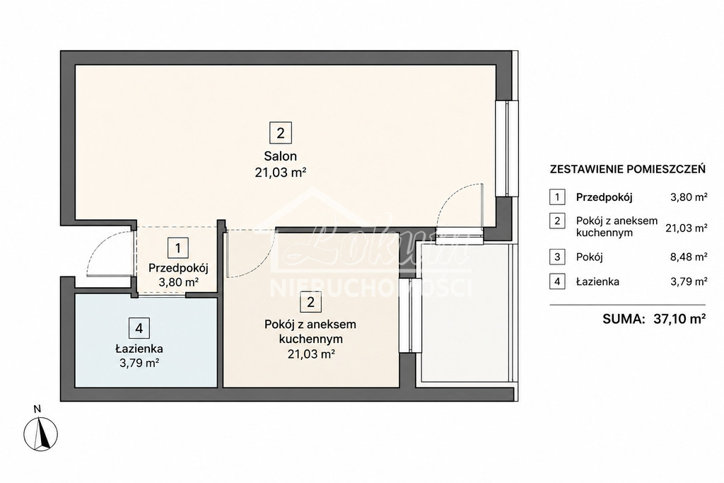 Mieszkanie 37,1&nbsp;m², Szczecin, Tadeusza Zawadzkiego - zdjęcie 4