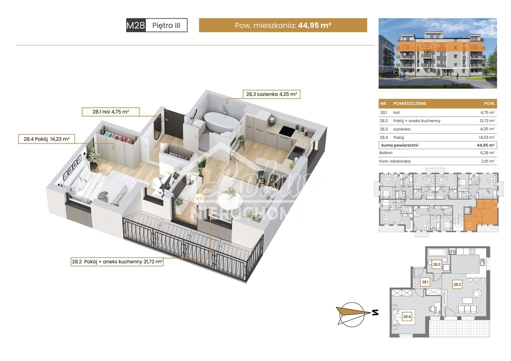 Mieszkanie 44,95 m², Szczecin - zdjęcie 1