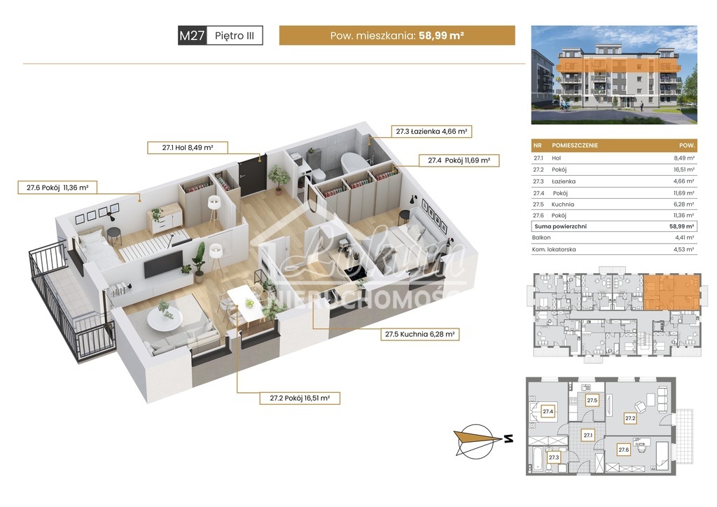 Mieszkanie 58,99 m², Szczecin - zdjęcie 1