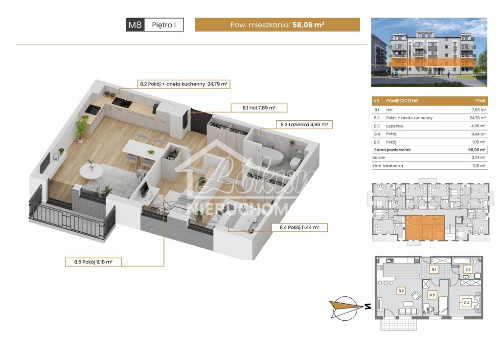 Mieszkanie 58,06&nbsp;m², Szczecin - zdjęcie 1