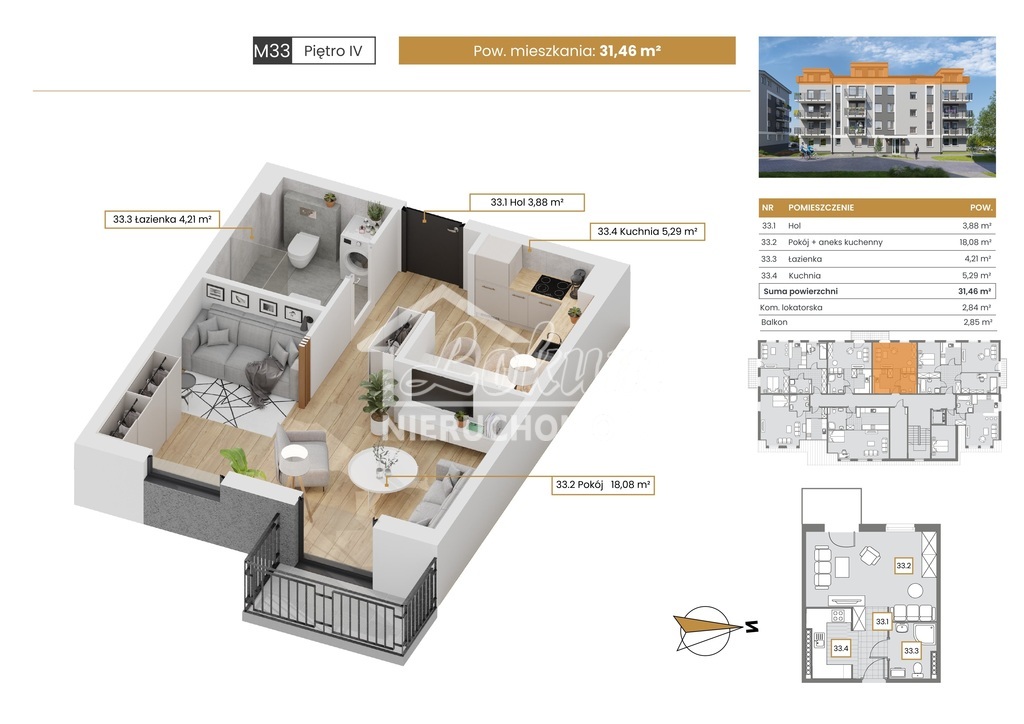 Mieszkanie 31,46 m², Szczecin - zdjęcie 1