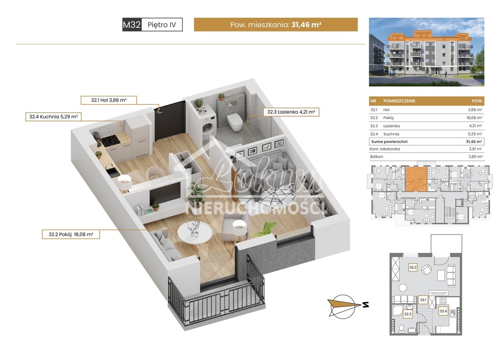Mieszkanie 31,46 m², Szczecin - zdjęcie 1