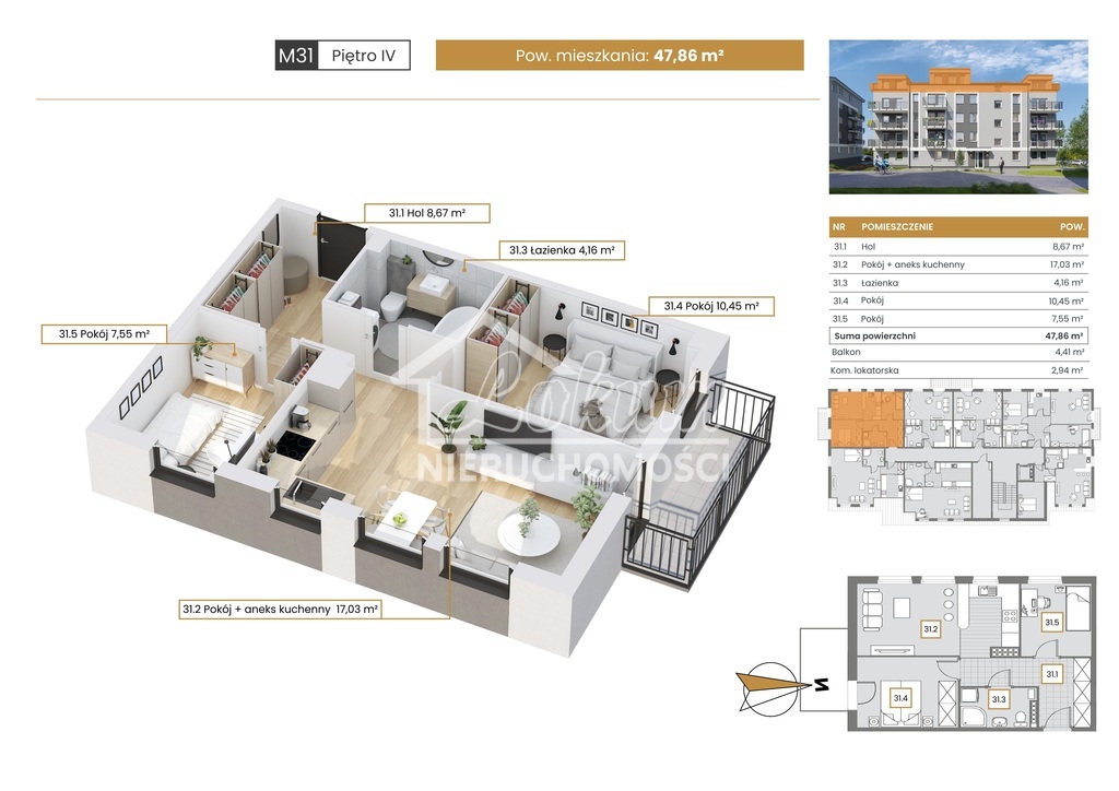 Mieszkanie 47,86 m², Szczecin - zdjęcie 1