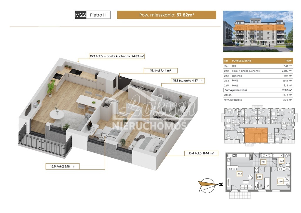 Mieszkanie 57,82 m², Szczecin - zdjęcie 1