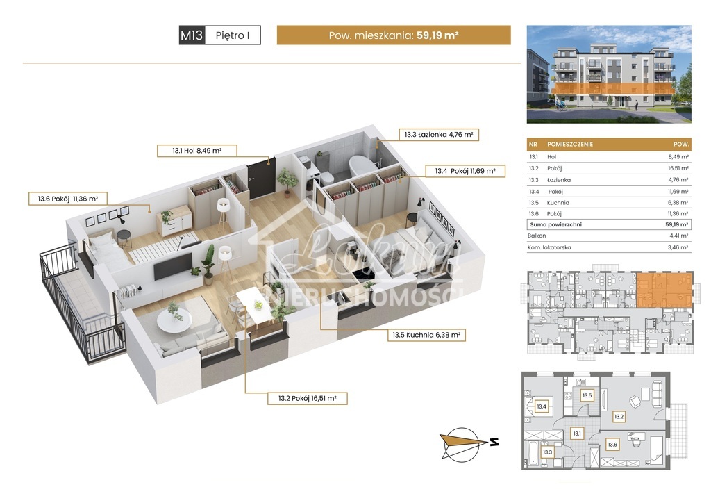 Mieszkanie 59,19 m², Szczecin - zdjęcie 1