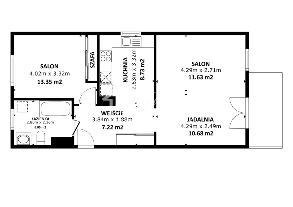 Mieszkanie 55,8 m², Szczecin, Mariana Rapackiego - zdjęcie 3