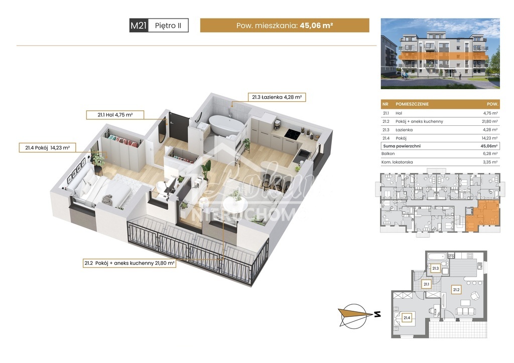 Mieszkanie 45,06 m², Szczecin - zdjęcie 1