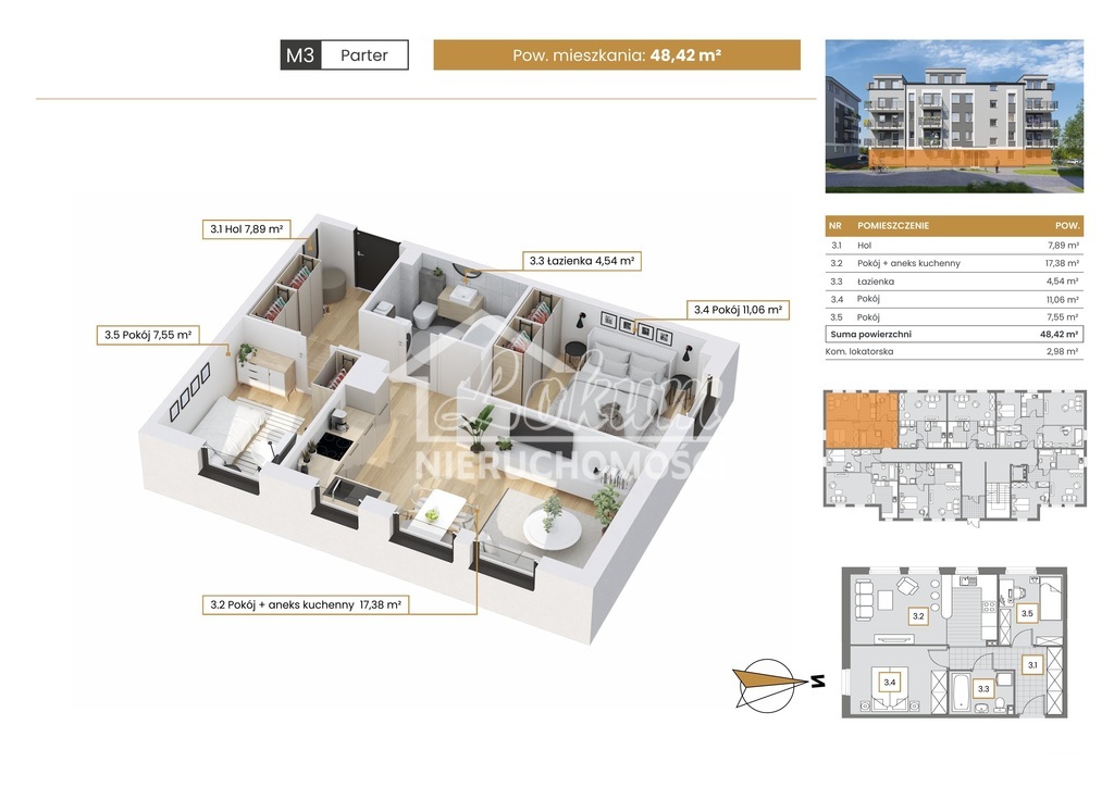 Mieszkanie 48,42&nbsp;m², Szczecin - zdjęcie 1
