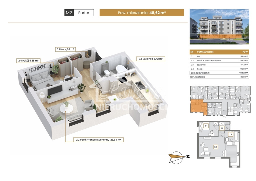 Mieszkanie 48,62&nbsp;m², Szczecin - zdjęcie 1