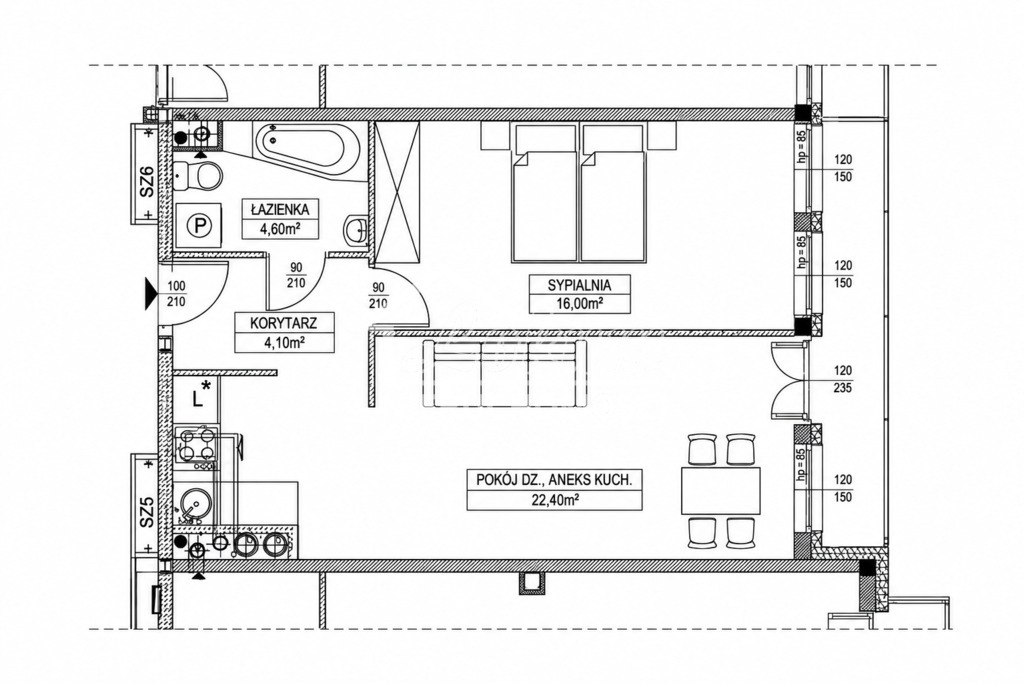 Mieszkanie 47,1 m², Szczecin, Parkowa - zdjęcie 14