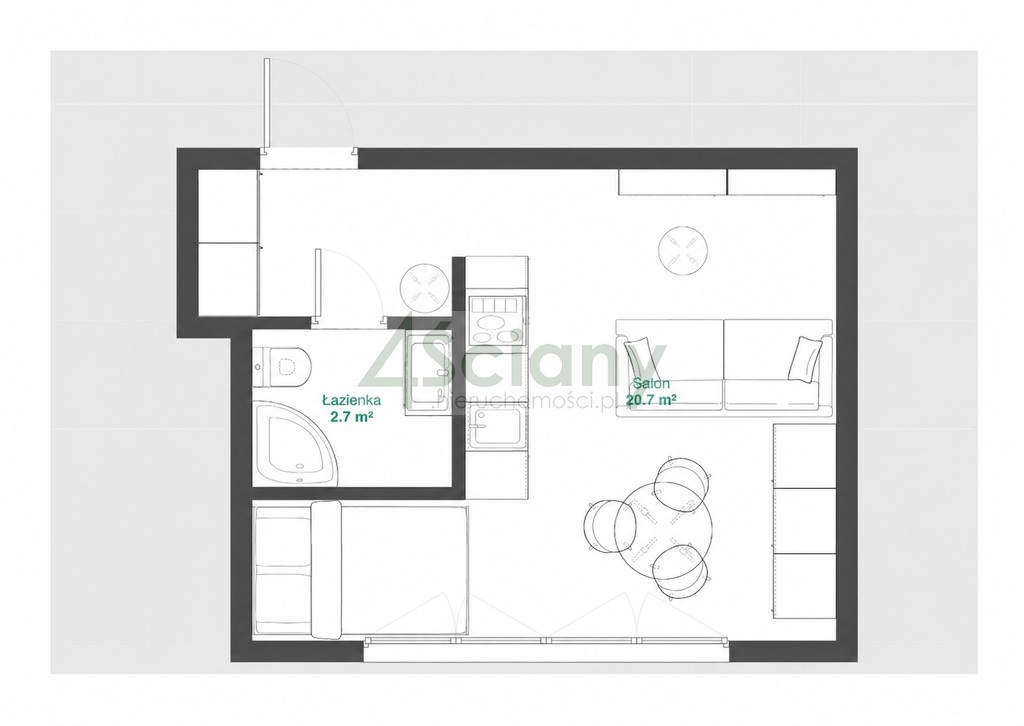 Mieszkanie 23,73&nbsp;m², Warszawa, Ciasna - zdjęcie 14
