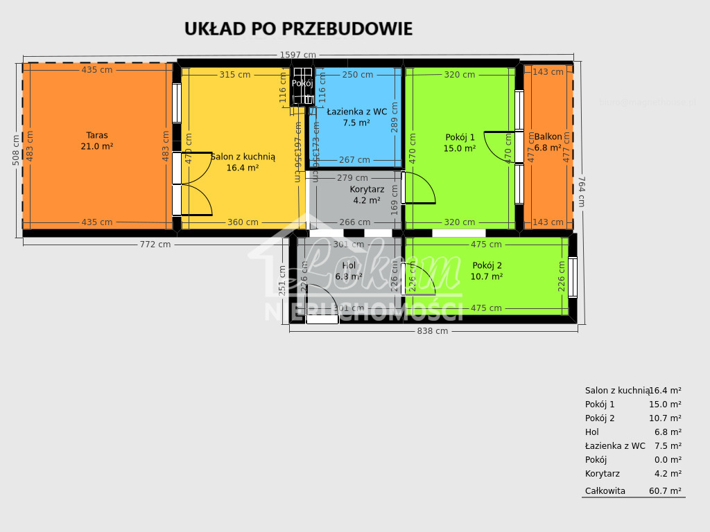 Mieszkanie 59,9&nbsp;m², Szczecin, Jasna - zdjęcie 13